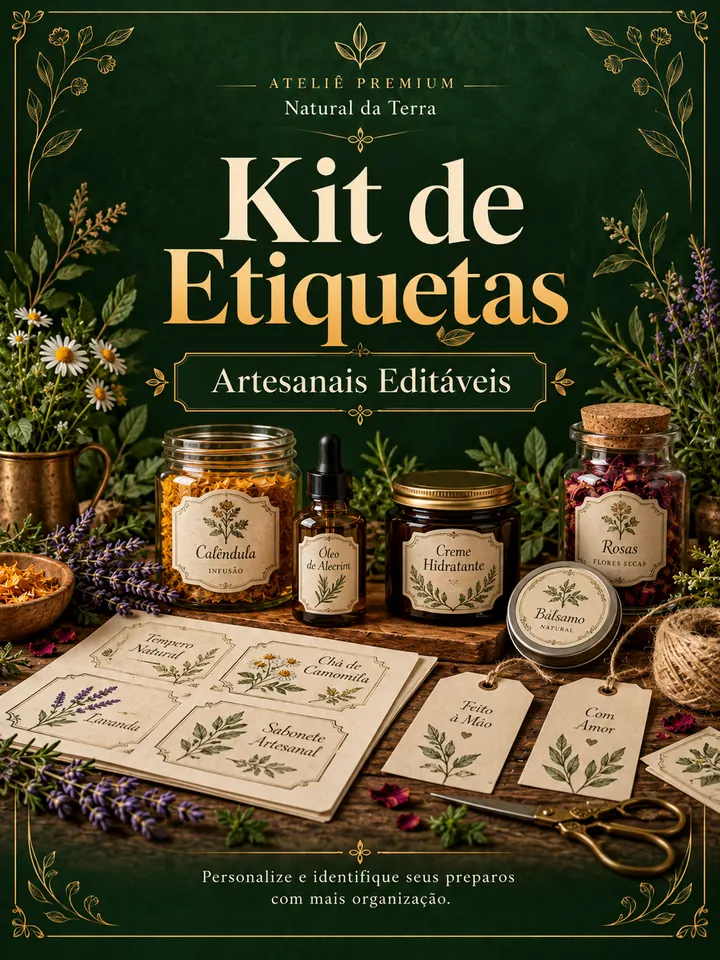 Capa do Kit de Etiquetas Artesanais Editáveis